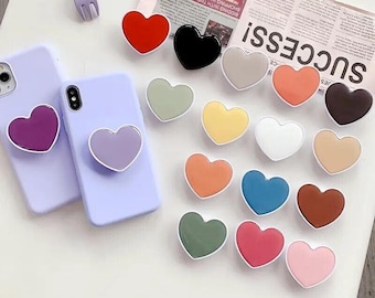 Solid Heart Shaped Phone Grip, Phone finger holder, Phone stand, Phone Bracket, Multiple Color Options, Gift for her, Phone Accessories