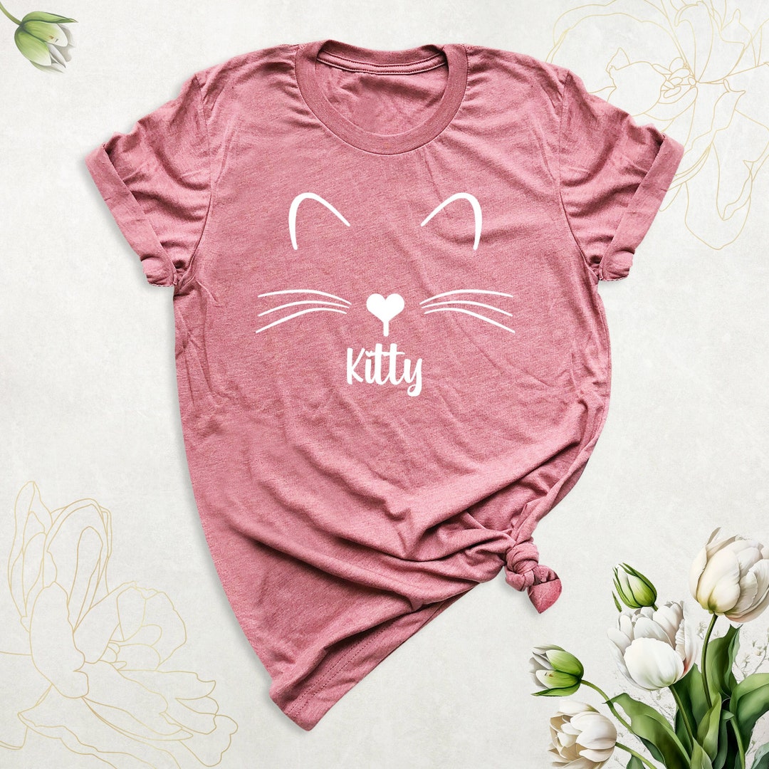 Custom Cat Shirt, Cat Lover Tshirt, Personalized Name Cat Face Shirt