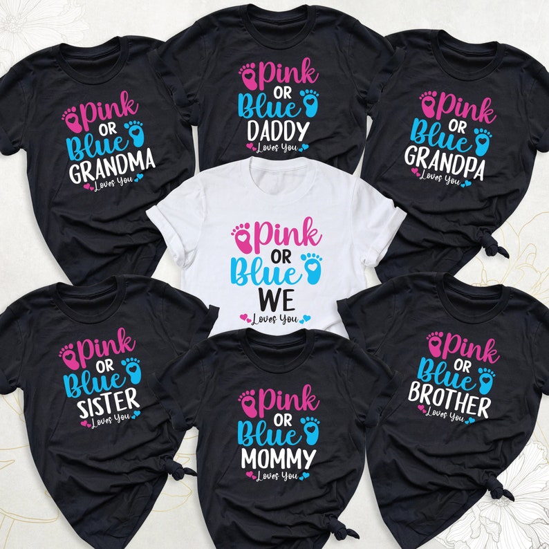 Pink or Blue Shirt Baby Shower Tee Matching Family Gender - Etsy