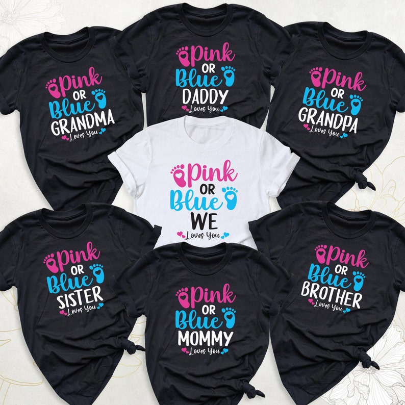 Pink or Blue Shirt Baby Shower Tee Matching Family Gender Etsy