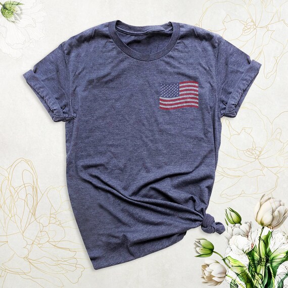 Independence Day Shirt, Pocket Size American Flag Shirt, Red White and Blue Tee, 4th of July Shirt, Vintage Flag USA Shirt, Patriotic Tshirt