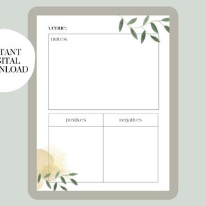 Wedding Venue Note Taker | Veranstaltungsorte organisieren | Hochzeitsorte im Vergleich | Recherchiere Hochzeitsorte