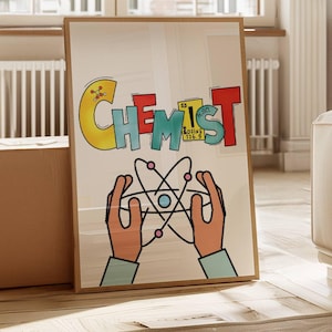 Chemist Print Gift for Chemist Science Poster Chemistry lab decor Chemist office decor job anniversary job Collage graduation gift Science
