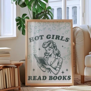 Hot Girls Read Retro Cartoon Art presente para amigo Engraçado Leitura Arte de Parede Tipografia Pôster Moderno Arte de Parede Leitura Arte Impressão dormitório menina impressão