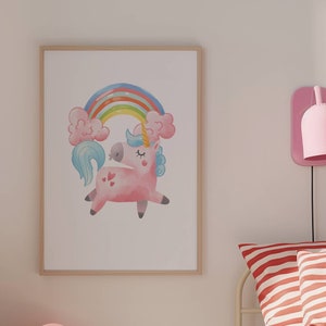 Unicorn Nursery Decor Girl Room Decor Bedroom Decor Girls wall printable baby shower gift pink wall art Unicorn Nursery Wall Art Print gift