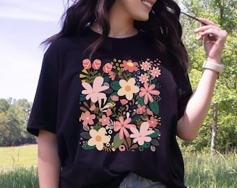 Wilde bloemen sublimatie bloemen Cottage kern png zomerbloem png lentebloem sublimatie botanisch digitale download png vrouwen T-shirt png