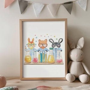 Science printable art science theme nursery decor cute gift for baby shower baby girl room decor play room decor baby boy gift Science decor