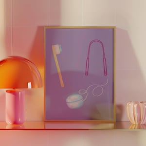 Dental Art Poster Dentist Pediatric Dental Art Dentist Gift Bathroom Sign Dental Office Decor Oral Health Dental Wall Art Brush Your Teeth