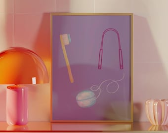Dental Art Poster Dentist Pediatric Dental Art Dentist Gift Bathroom Sign Dental Office Decor Oral Health Dental Wall Art Brush Your Teeth