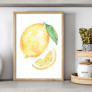 Watercolor Lemon  Printable, lemon Wall Art, instant Download, Kitchen House Decor, kitchen Wall Art, Fruit Print Design, gift idea to mom