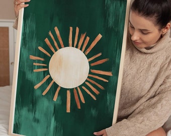 Impresión de sol, arte de pared para guardería, decoración de habitación de niños, póster de sol para sala de juegos, impresión de sol en acuarela, decoración de habitación de niñas, decoración del hogar, impresión de arte boho, sol para guardería