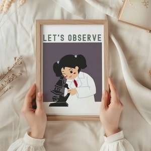 Science wall art kids girl gift Science nursery decor Science bedroom wall art Toddler Wall Art Playroom Classroom Decor women in science