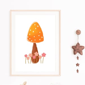 Mushroom Nursery Wall Decor, Mushroom Print, Mushroom Watercolor Print, Nature Art, Nursery Decor, Kids Room, Mushroom Decor, Boho Wall Art