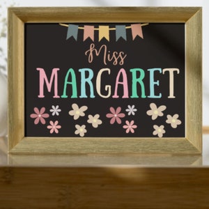 Teacher Name Sign Printable, Custom Digital print, teacher custom name, teacher gift, Personalized Name Printable Art, Teacher door sign