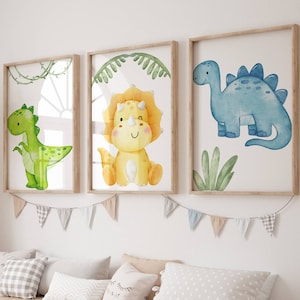 Dino Kingdom Decor Dinosaur Jungle Art Boys Room Dino Adventure Dinosaur Roar Wall Decor Kids Wall Gallery Boys Room Dinosaur Theme gifts