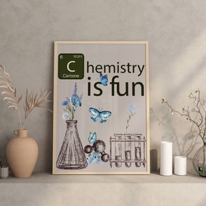 Chemie klas kunst aan de muur Chemicus cadeau Wetenschap Student Kamer Kunstwetenschappen Student Gift wetenschap klas decor chemie decoratie cadeau