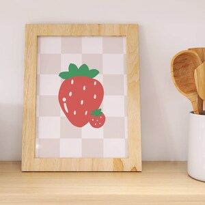 Strawberry Print Digital Download  Red and Pink Nursery Fruit Print girls room print kitchen decor Printable Kids Decor strawberry Wall Art