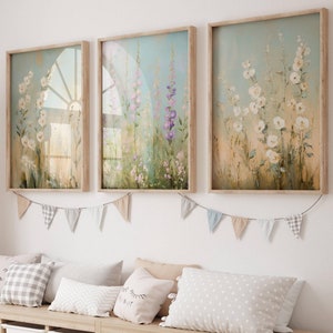 Wildflower Printable Art Nursery Wall Art Set of 3 Botanical Digital ...
