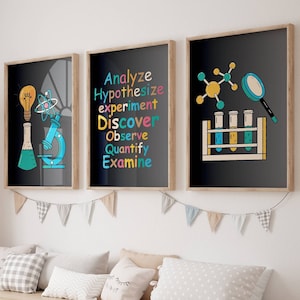 Wissenschaft Klassenzimmer Poster 3er Set Wissenschaftslabor Dekor Wissenschaftsthema Kinderzimmer Dekor Wissenschaft Poster Wissenschaft Bürozimmer Dekor Wissenschaftler Geschenk