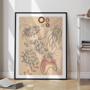 Microbiology Art Science Art Medical Virology Art Boho Science teacher gift Medical student gift Bacteriology Immunology Art Scientist Gift