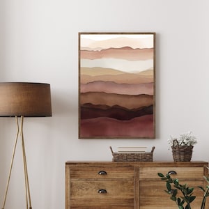Brown wall art, Neutral Wall Art, Brown abstract Wall Art, watercolor painting, Digital Art Prints Mid-Century Modern Wall Art, brown art