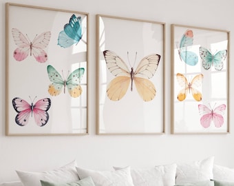 Butterfly Wall Art Girls Country Nursery PRINTABLE Art Girl Nursery Wall Art Kids Room Wall Art Girl Room Art Prints boho butterflies gift