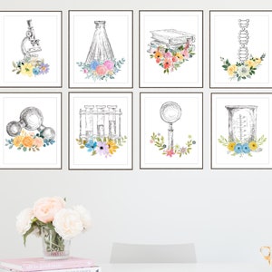 Science Class Gallery Wall, Classroom Decor, high school middle school, science art, biology class, office decor, science posters, gift set