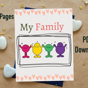 15 pages, Ma famille, guide d'étude pour les enfants d'âge préscolaire, école à la maison à imprimer, école maternelle pour enfant, feuille de calcul préscolaire, maternelle à imprimer, activités