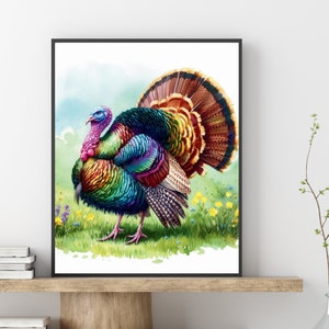 Turkey Watercolor Painting thanksgiving wall art thanksgiving kitchen wall art Print Woodland Nursery Decor turkey wall art turkey home art