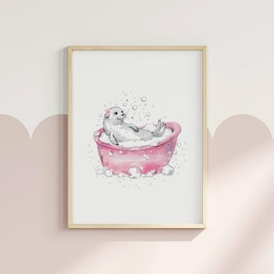 Girls Bathroom Decor Kids Bathroom Wall Art Pink Nursery Decor Printable bathroom art Funny bathroom decor Blush Pink Bathroom Decor modern