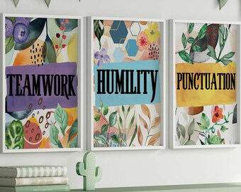 Classroom Poster set of 3 Psychology Art Therapy Office Decor Home school Decor Playroom Decor Digital Download friend gift School Posters