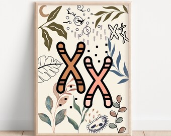 Chromosomes Wall art salle de classe décor ADN génome Boho aquarelle imprimable biologie affiche biologie moléculaire Art Science Art Art abstrait