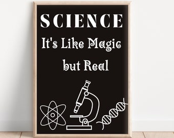 science posters, science classroom decor, Science It's Like Magic but Real, middle school science classroom, science bulletin board, Biology