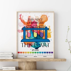 pH-schaalgrafiek afdrukken chemie klas decor wetenschap poster zuur alkalisch pH-grafiek cadeau voor scheikundige zuren en basen afdrukbare poster lab