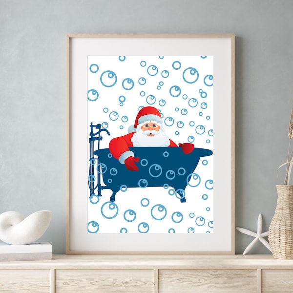 Bathroom Santa Art Etsy