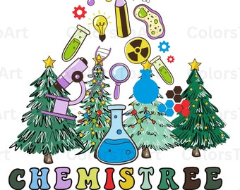 Chemistry Christmas Tree PNG, Science Teacher Gift (Digital Download)
