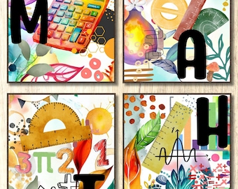 Mathe-Klasse Galeriewand-Set Highschool Math Mittelschule Mathe-Klassenzimmer Dekor Digitaler Download Mathe-Klassenzimmer Poster druckbare Mathematik