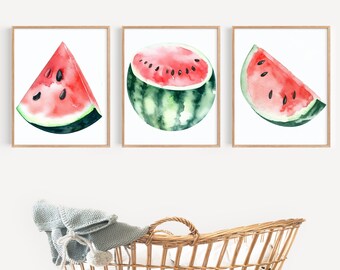 Wassermelone Druck, Wassermelone Druck, Obst Art Print, Küchenkunst, Obst druckbare Wand Kunst digitaler Download, Kinderzimmer Wanddekor