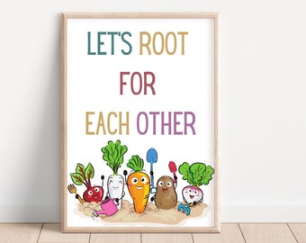 Facciamo il tifo l'uno per l'altro, Decorazione della classe, Stampa digitale, Stampa dell'asilo nido, Arte inclusiva, Poster della classe, Decorazione vegetale, Decorazione della sala giochi, Regalo
