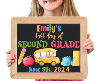 Custom Last Day of School Sign Custom Print End of School Chalkboard Sign Photo Prop Last day of School Personalized sign Printable Last Day