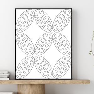 Black and white science art, minimalistic biology art, biology print, science poster, cell biology wall art, Simple science design, gift