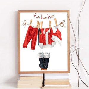 Arte de pared de Navidad imprimible, impresión de Papá Noel, pintura de acuarela de Papá Noel, decoración de Navidad, arte de pared de Navidad, decoración de vivero de Navidad, regalo