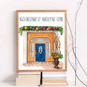 Personalisiertes neues Zuhause bedruckbar, neues Zuhause Weihnachtsdekor, neue Hausadresse, personalisiertes Einweihungspartygeschenk im Winter, Weihnachten