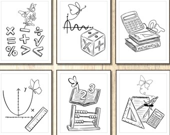 Boho Math Classroom Poster stampabile Galleria Wall Art Kids Home School Decor Insegnante di matematica Regalo nuovo arredamento per l'aula matematica linea arte stampabile