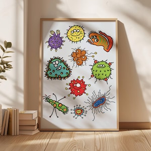 Microbiology Art Bacteriology Art Virology Art Science Art print Science student gift biology art Biologist Gift Scientist Gift classroom