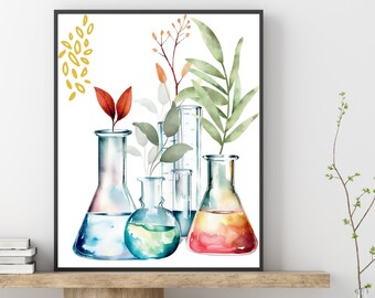 Science Print, chemistry printable, Watercolor art, Science poster, Biology Printable, Classroom decor, Science themed kids room decor print