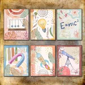 Conjunto de carteles de ciencia imprimibles, Decoración de pared de física, Decoración de aula, Carteles de física, Conjunto de carteles de física, Conjunto de arte de pared de aula, Escuela secundaria
