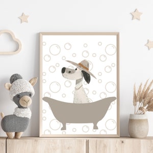 Kid bathroom wall art, guest bathroom decor, dog wall art, kid room decor, nursery wall art, powder room decor, boy bathroom wall art, gift