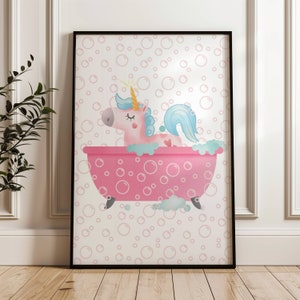 Unicorn Bathroom Art Unicorn Print Girl Bathroom Art Unicorn Bathroom Wall Art Children&#39;s Bathroom Kids Bathroom Decor washroom fantasy baby