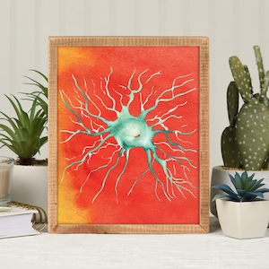 Nerve Cell Art Brain Neuron Print Psychologist Gift Therapist Gift Neurologist Gift Psychiatrist Office Art Watercolor Neuron Brain Neurons